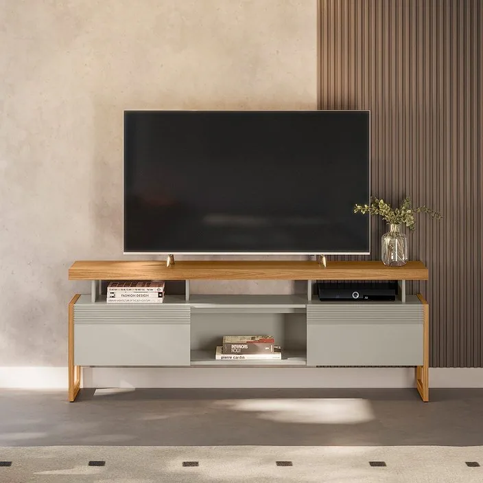 Rack até 70″ Esmeralda Nature/Off White – LINEA BRASIL