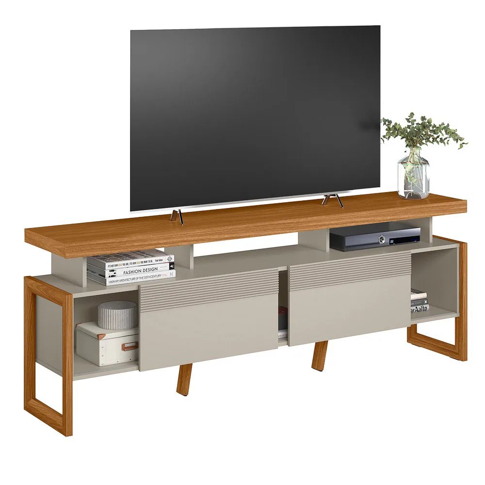 Rack até 70″ Esmeralda Nature/Off White – LINEA BRASIL