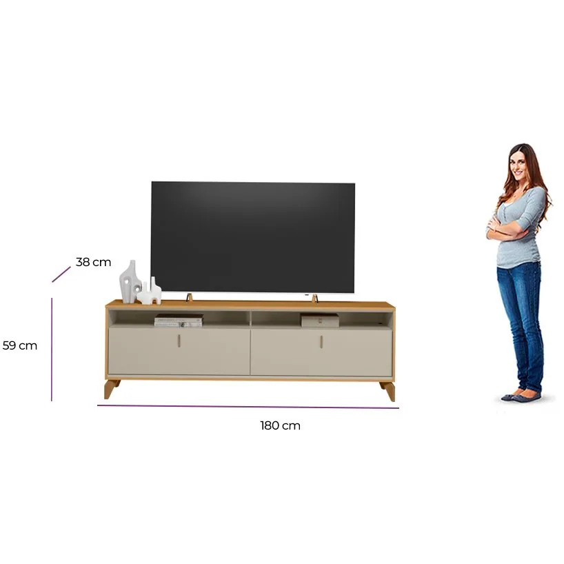 Rack até 75″ Dubai 1.8 Tauari/Off White Fosco – LINEA BRASIL