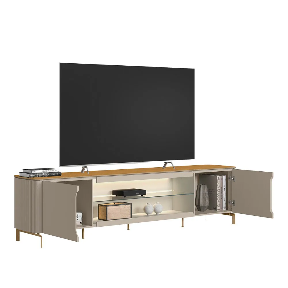 Rack até 85″ Santorini Off White/Tauari Fosco – LINEA BRASIL