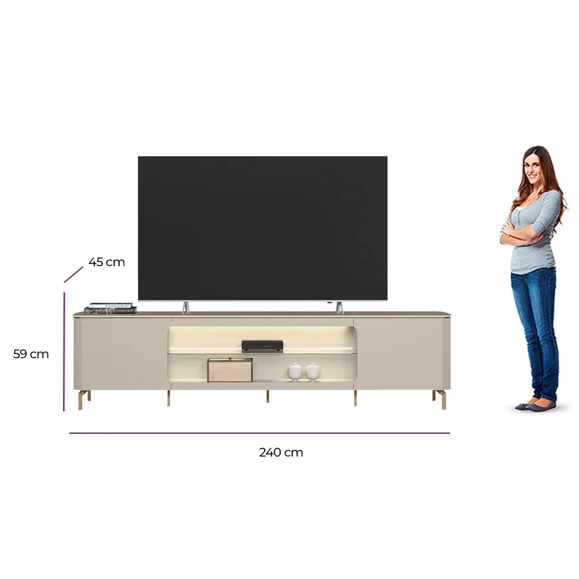 Rack até 85″ Santorini Off White/Tauari Fosco – LINEA BRASIL