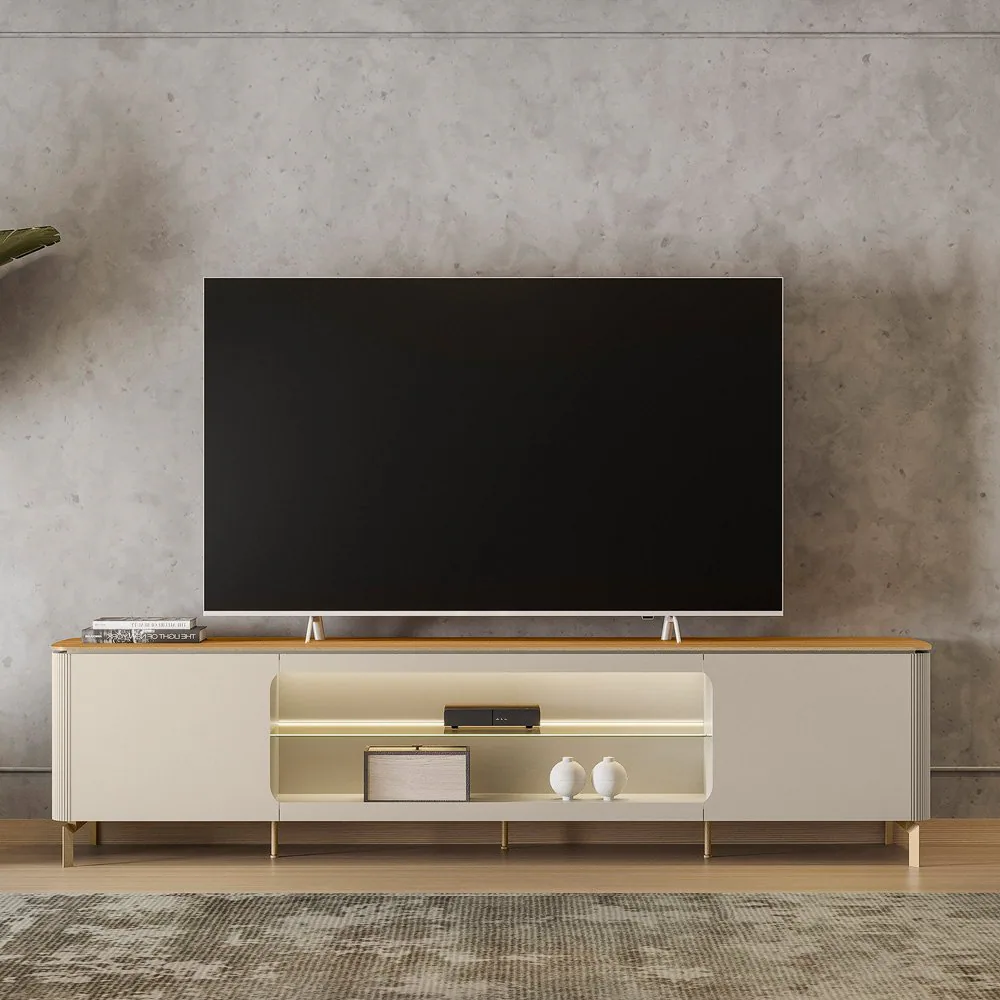 Rack até 85″ Santorini Off White/Tauari Fosco – LINEA BRASIL