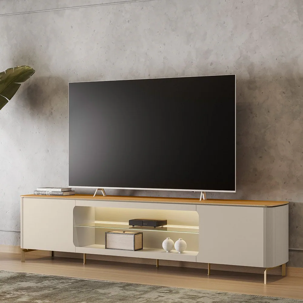 Rack até 85″ Santorini Off White/Tauari Fosco – LINEA BRASIL