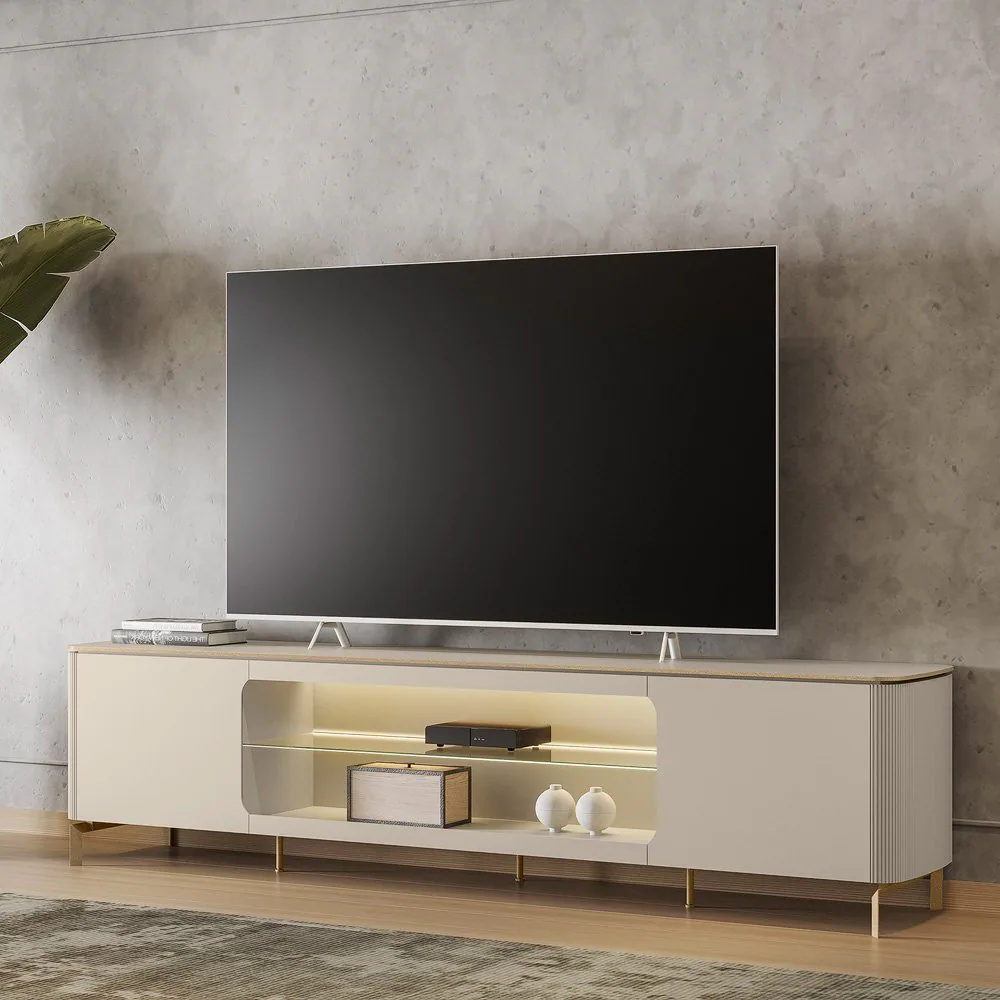 Rack até 85″ Santorini Off White/Tauari Fosco – LINEA BRASIL