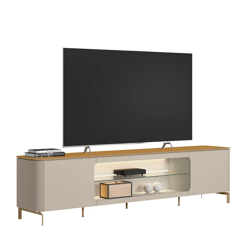 Rack até 85″ Santorini Off White/Tauari Fosco – LINEA BRASIL
