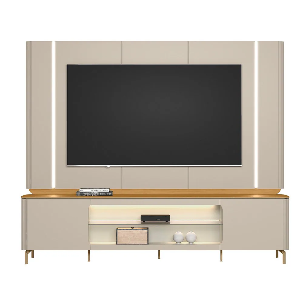 Painel + Rack Santorini Off White/Tauari Fosco – LINEA BRASIL