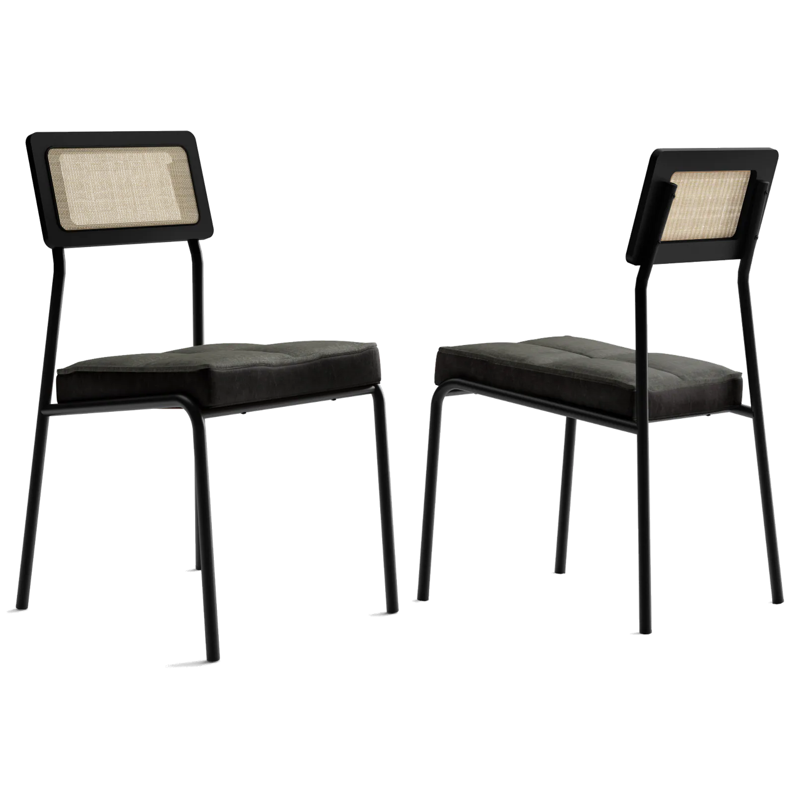 Kit 2 Cadeiras Lux 1741 Preto/Linho Grafite/Corino Preto – CARRARO MÓVEIS