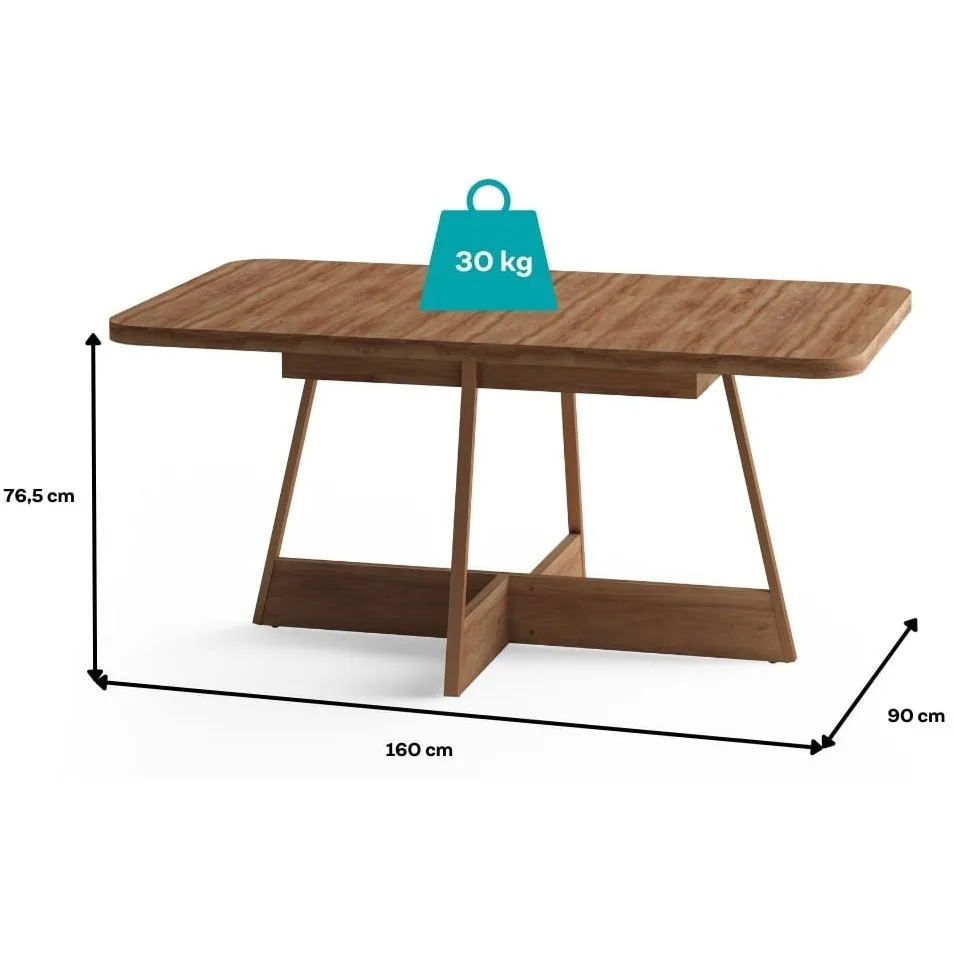 Mesa Átria 1592 Retangular 160 Rosê Cobre/Nogal Freijó – CARRARO MÓVEIS