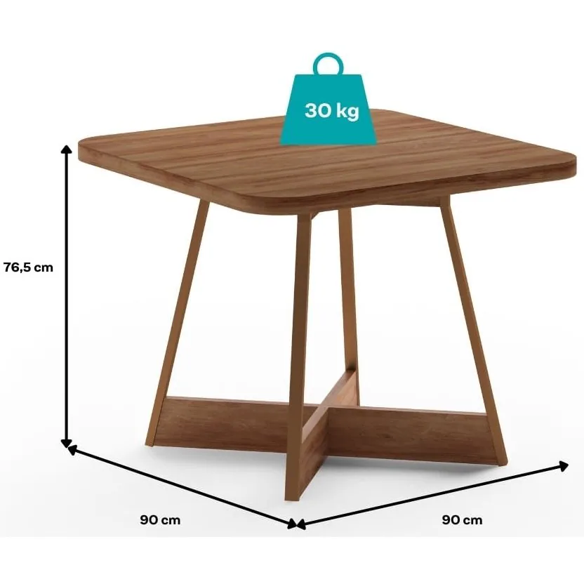 Mesa Átria 1593 Quadrada 90 Rosê Cobre/Nogal Freijó – CARRARO MÓVEIS