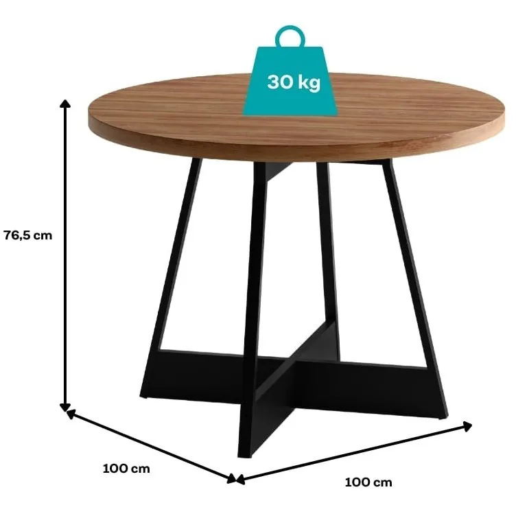 Mesa Átria 1594 Redonda 100 Preto/Nogal – CARRARO MÓVEIS