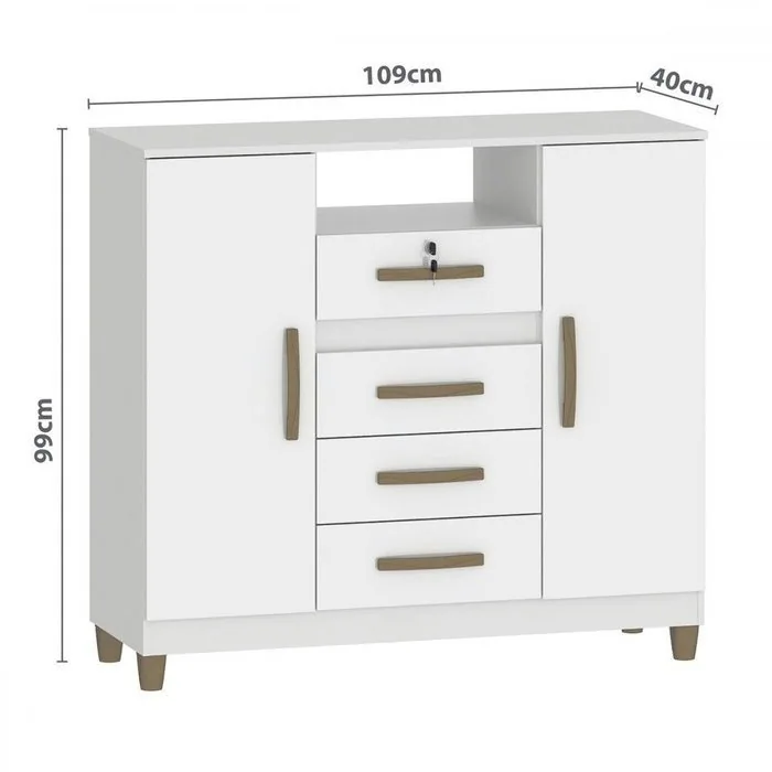 Cômoda 4 Gavetas 2 Sapateiras Angra CO260 Branco – FELLICCI