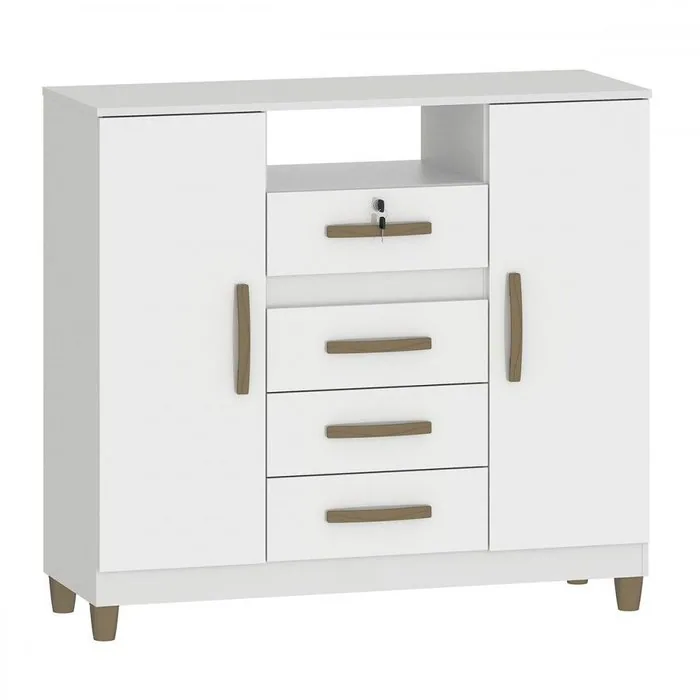 Cômoda 4 Gavetas 2 Sapateiras Angra CO260 Branco – FELLICCI
