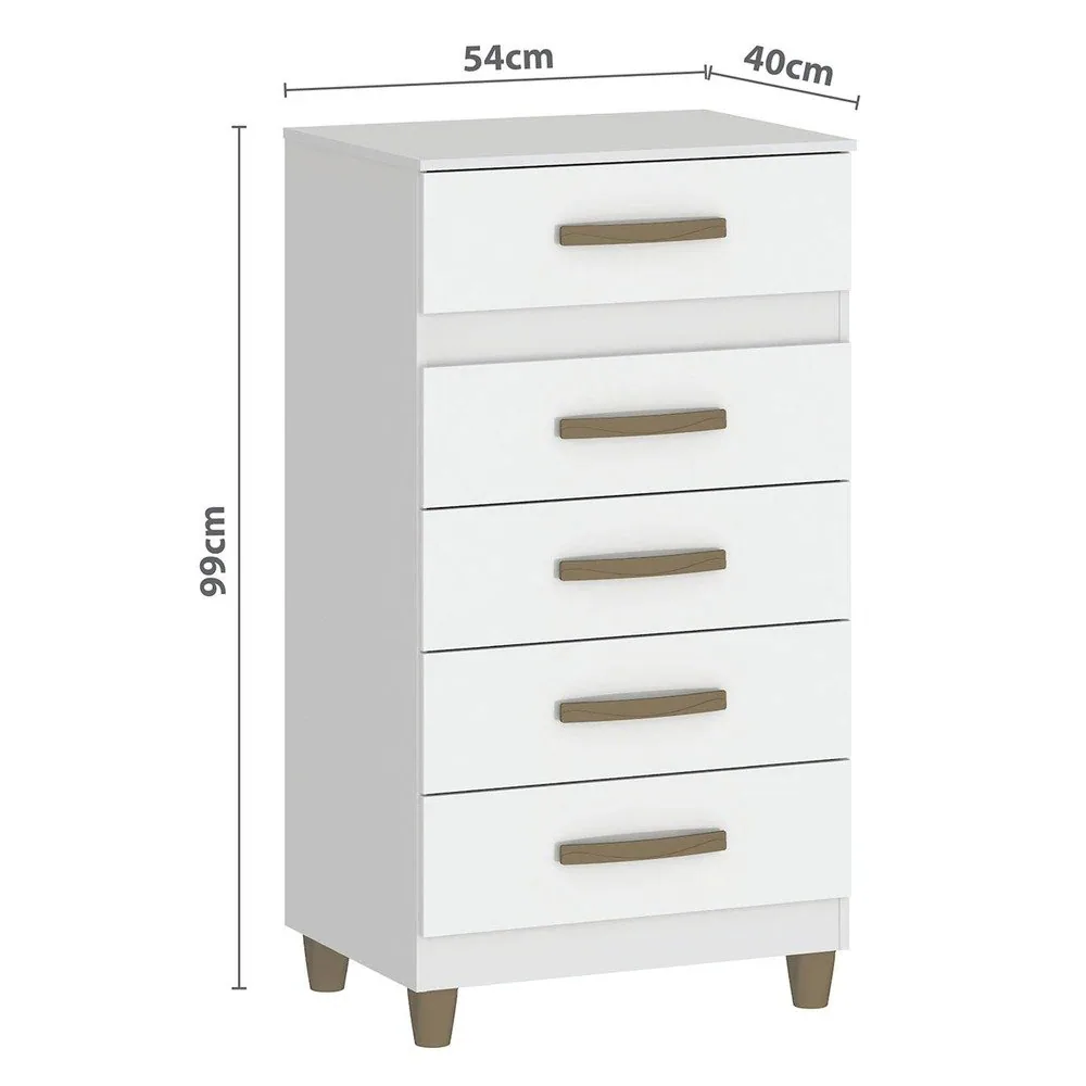 Cômoda 5 Gavetas Malta CO250 Branco – FELLICCI