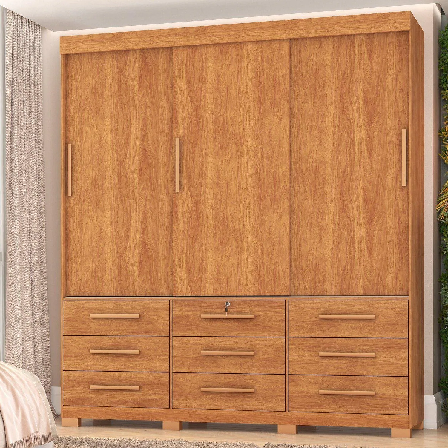 Guarda-Roupa 3 Portas Toronto RP1930 2,00 m Cinamomo/Off White/Cinamomo – FELLICCI