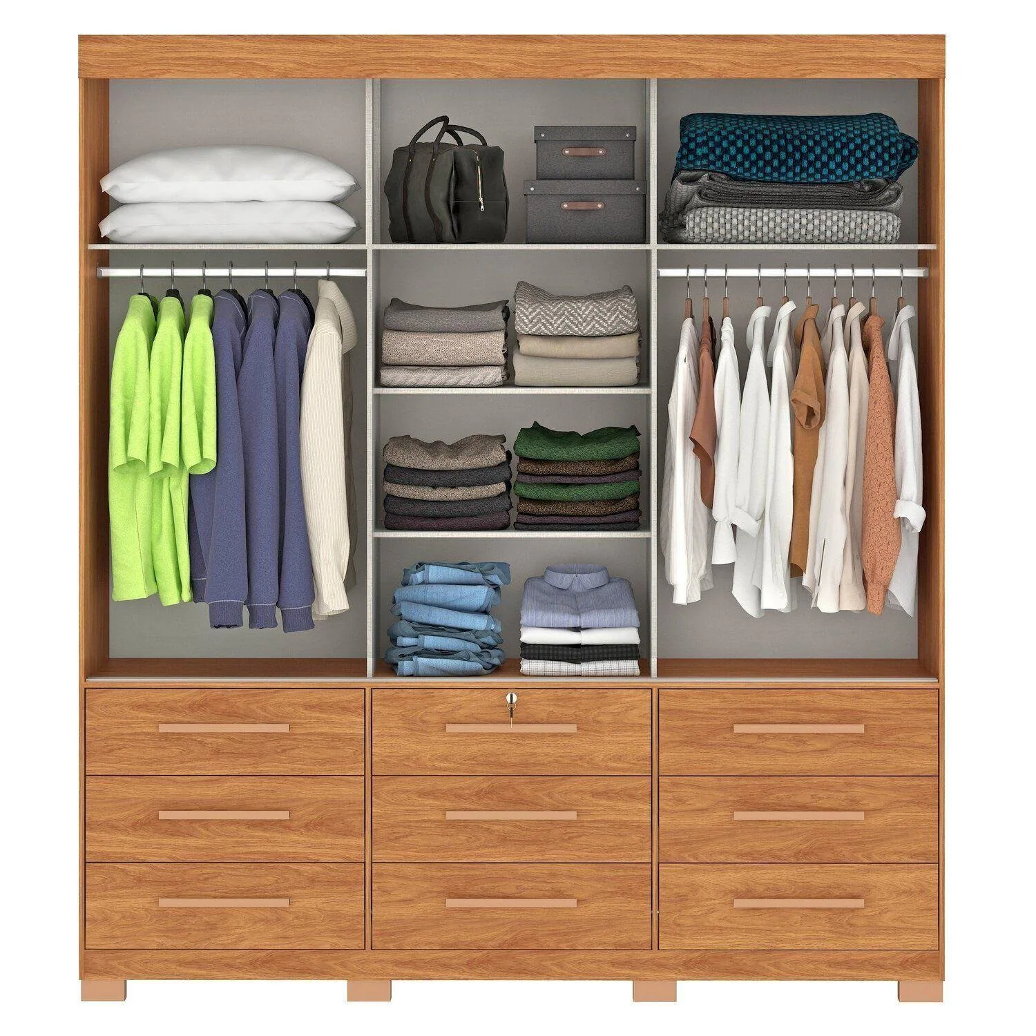 Guarda-Roupa 3 Portas Toronto RP1930 2,00 m Cinamomo/Off White/Cinamomo – FELLICCI