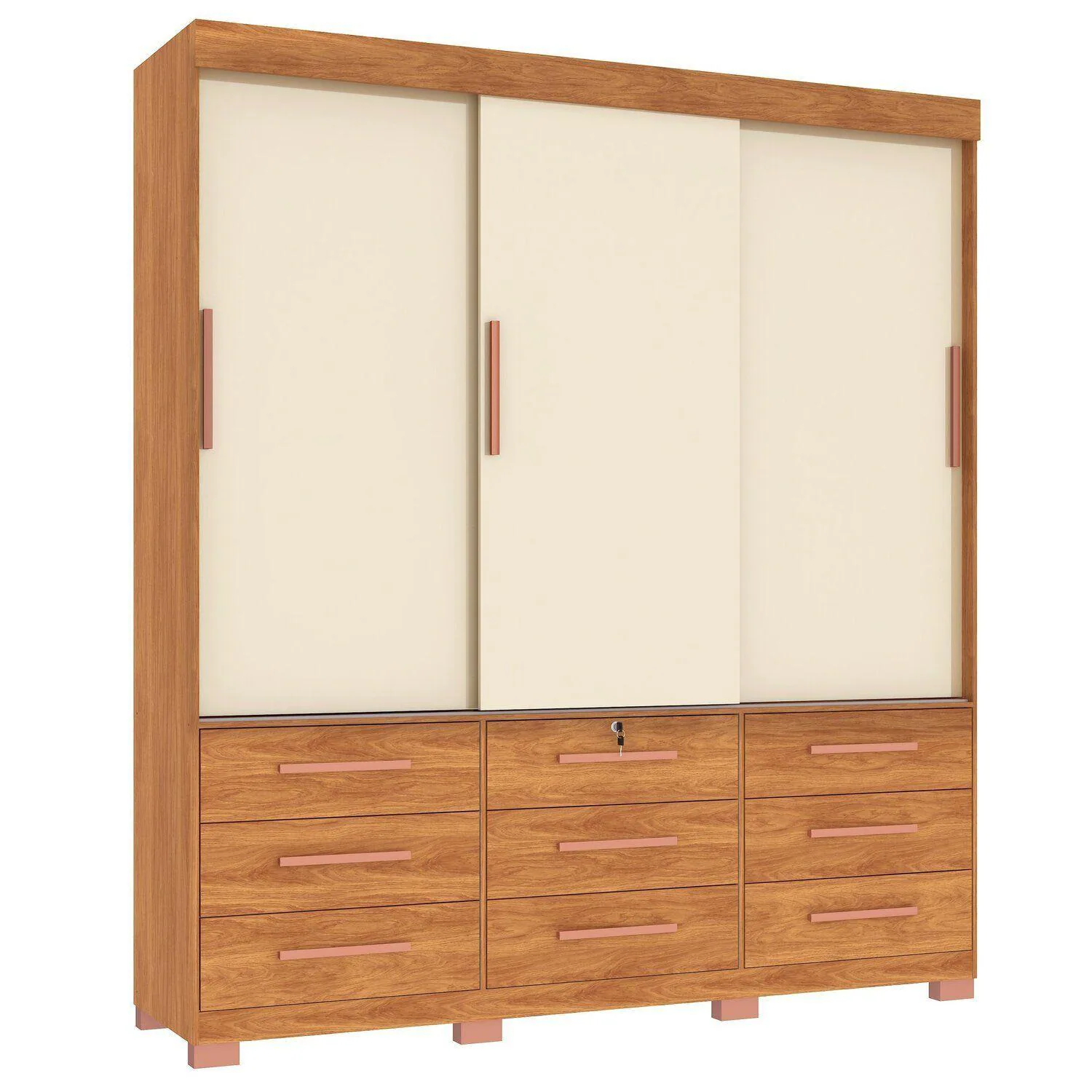 Guarda-Roupa 3 Portas Toronto RP1930 2,00 m Cinamomo/Off White/Cinamomo – FELLICCI