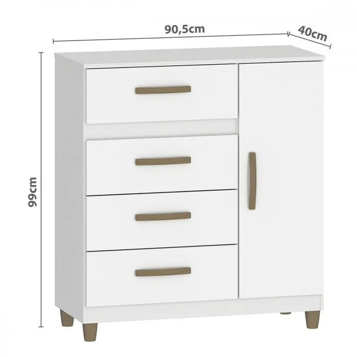 Cômoda 4 Gavetas com Sapateira Leme CO240 Branco – FELLICCI