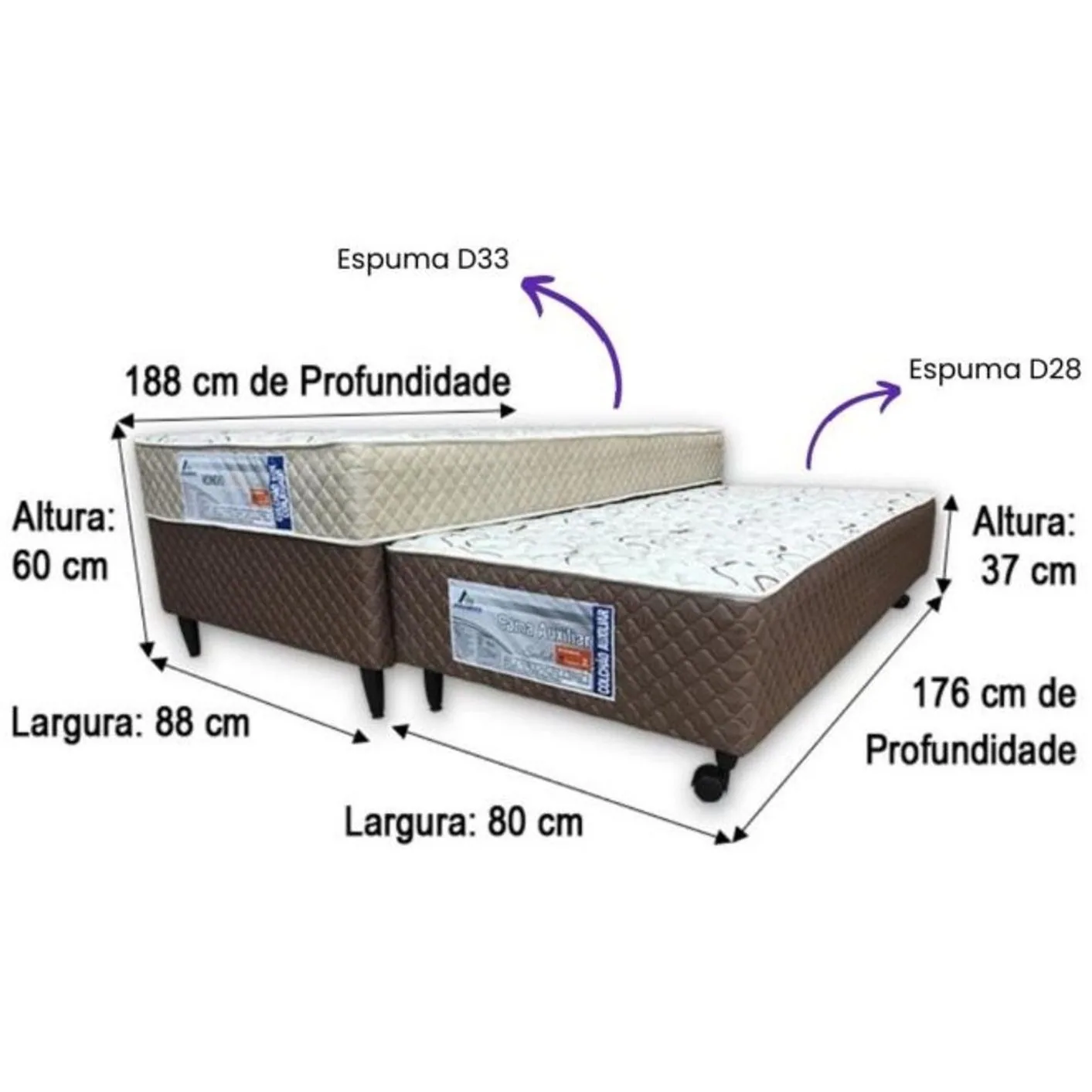 Cama Box Solteiro com Auxiliar Rondocomfort Sealed D33 – RONDOMÓVEIS