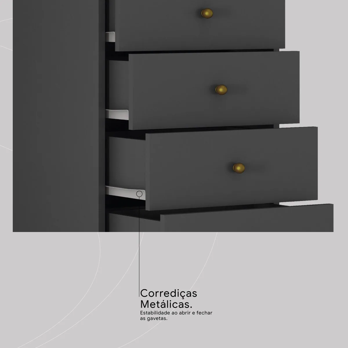 Gaveteiro Office Presence Grafito – DEMÓBILE