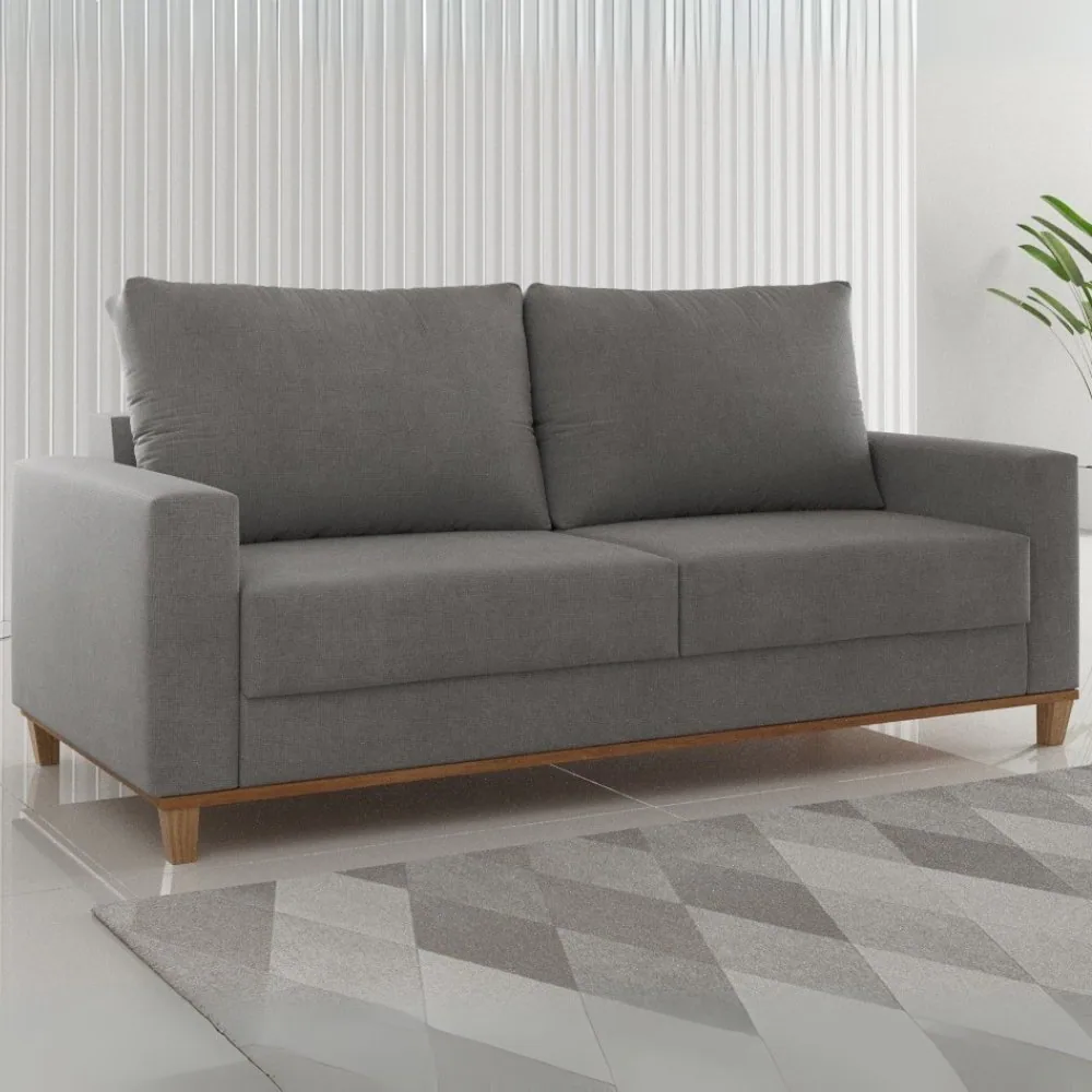 Sofá Living Palazo/Felícia 1,80 m Linho Inox – VIERO MÓVEIS