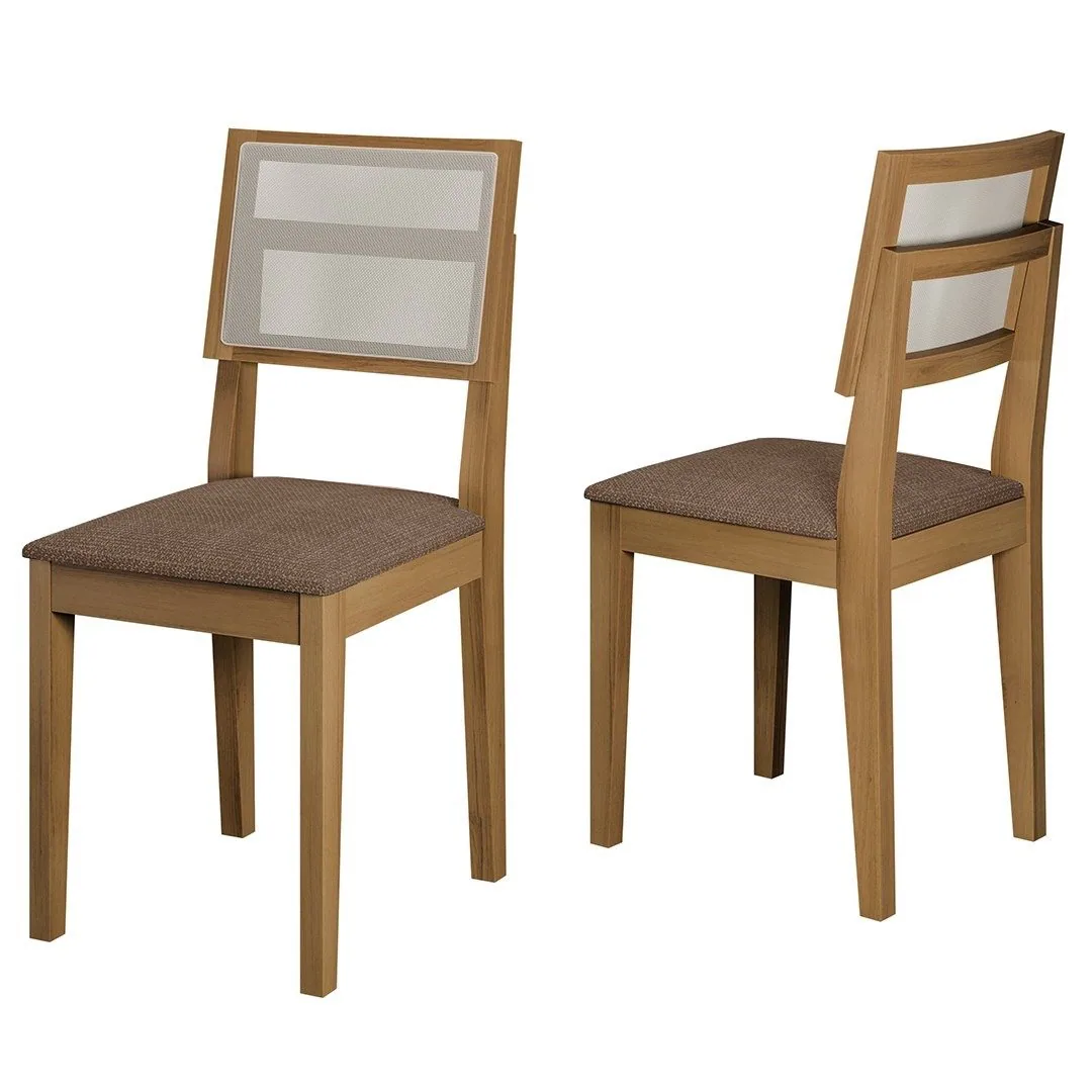 Kit 2 Cadeiras Safira Imbuia/Linho Marrom – DOBUÊ MOVELARIA