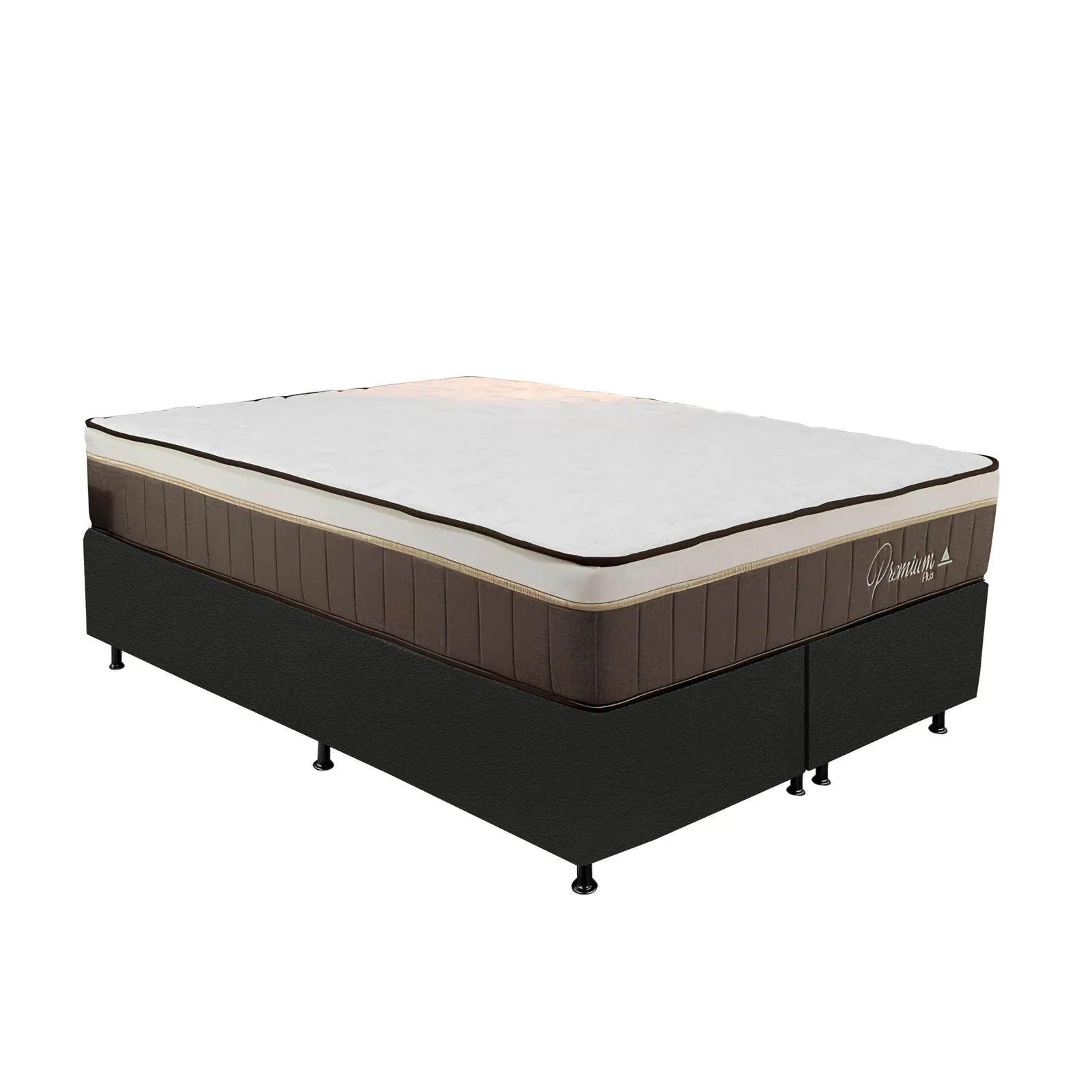 Colchão Queen Rondopremium Plus 32 cm D33 Molas Ensacadas + Base Simples Corino Preto – RONDOMÓVEIS + ALTO NÍVEL