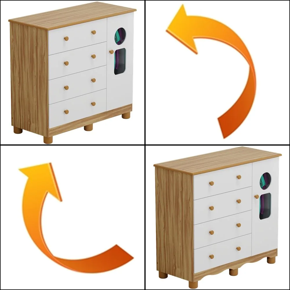 Guarda-Roupa 3 Portas Tedy + Berço Americano Uli + Cômoda Tedy Branco Brilho/Amêndoa – PEROBA MÓVEIS
