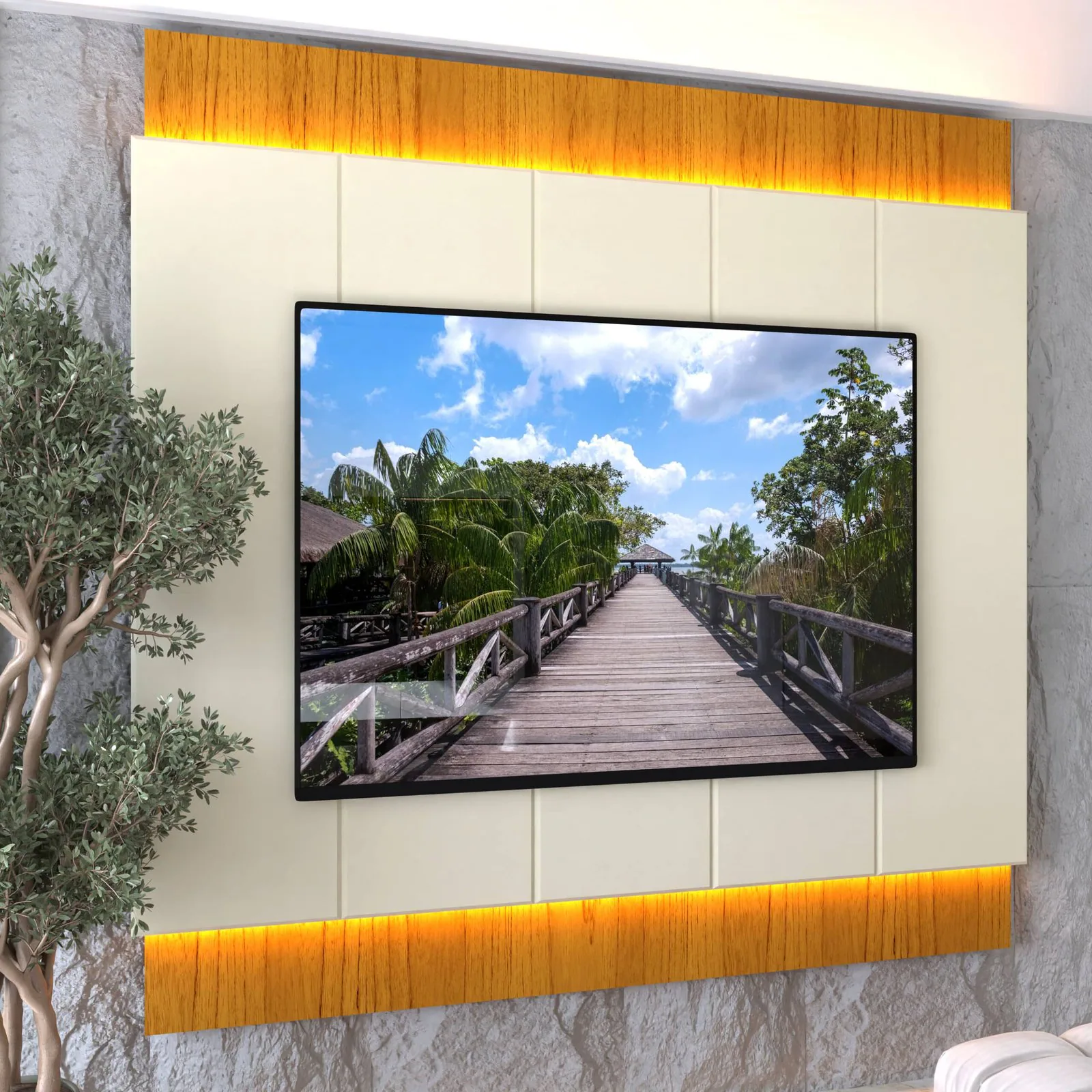 Painel até 85″ Magnífico Naturale/Off White – GELIUS