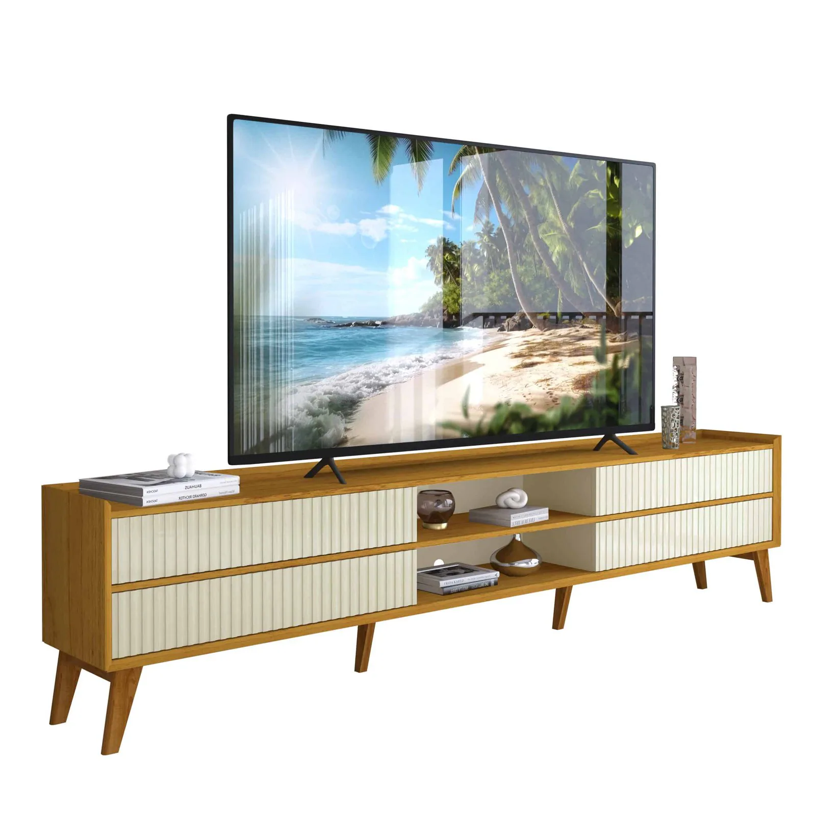 Rack até 85″ Magnífico 212 Naturale/Off White – GELIUS