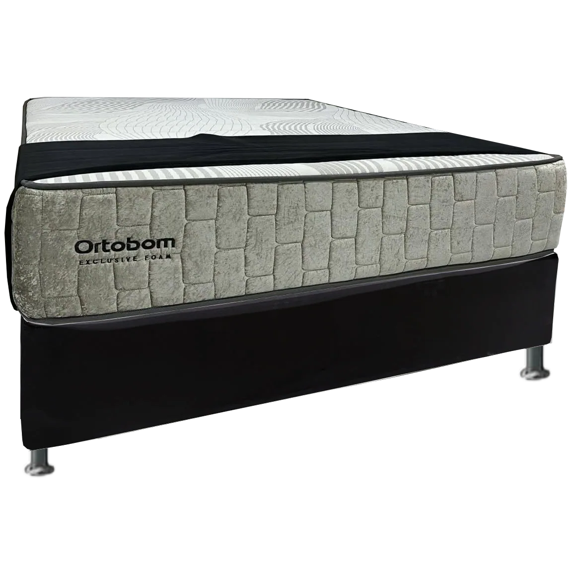 Colchão Casal Exclusive Foam 30 cm HR 33 + Base Simples Corino Preto – ORTOBOM + BIOSTAR