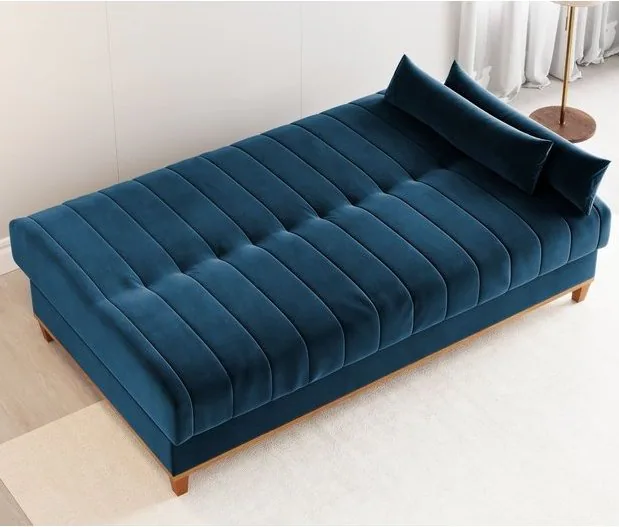 Sofá Cama Luna/Duna 1,80 m Veludo Azul – VIERO MÓVEIS