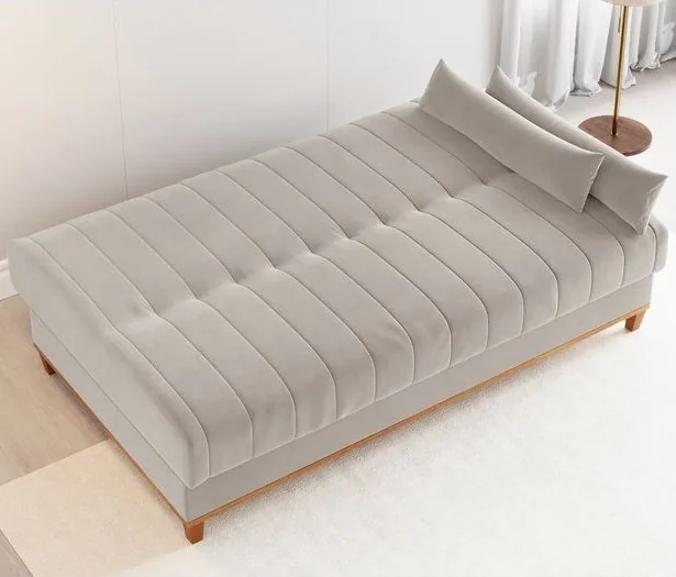 Sofá Cama Luna/Duna 1,80 m Veludo Marfim – VIERO MÓVEIS