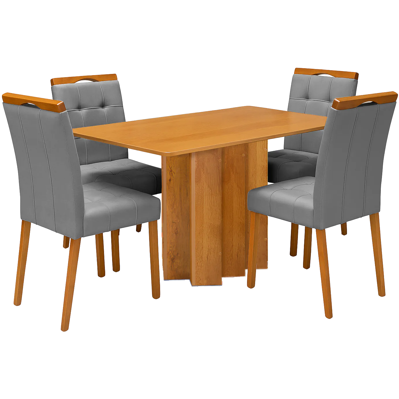 Mesa Recife 120 Cinamomo Laminado com 4 Cadeiras Sophia Veludo Cinza Grafite – CEL MÓVEIS + WM DECOR