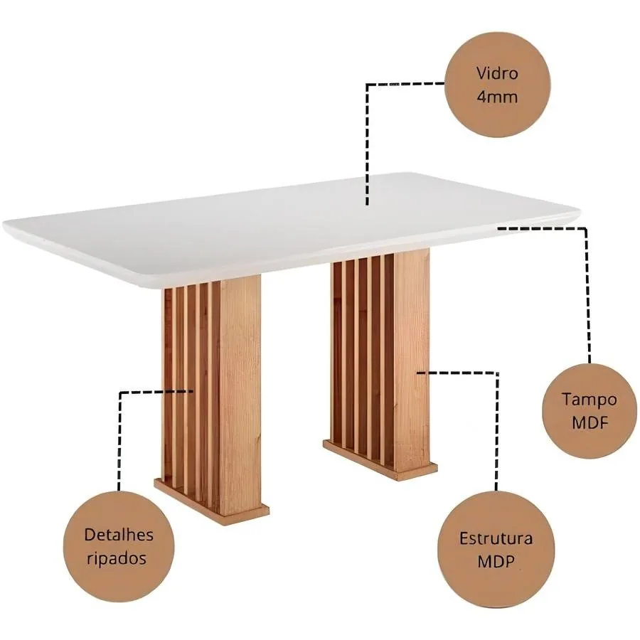 Mesa Mona/Munique 160 Mel/Blonde Off White – VIERO MÓVEIS