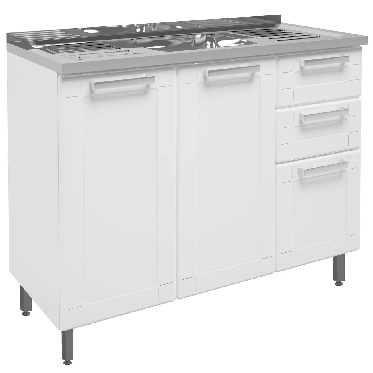 Balcão 2 Gavetas Múltipla 6015590 + Tampo Pia Branco – BERTOLINI