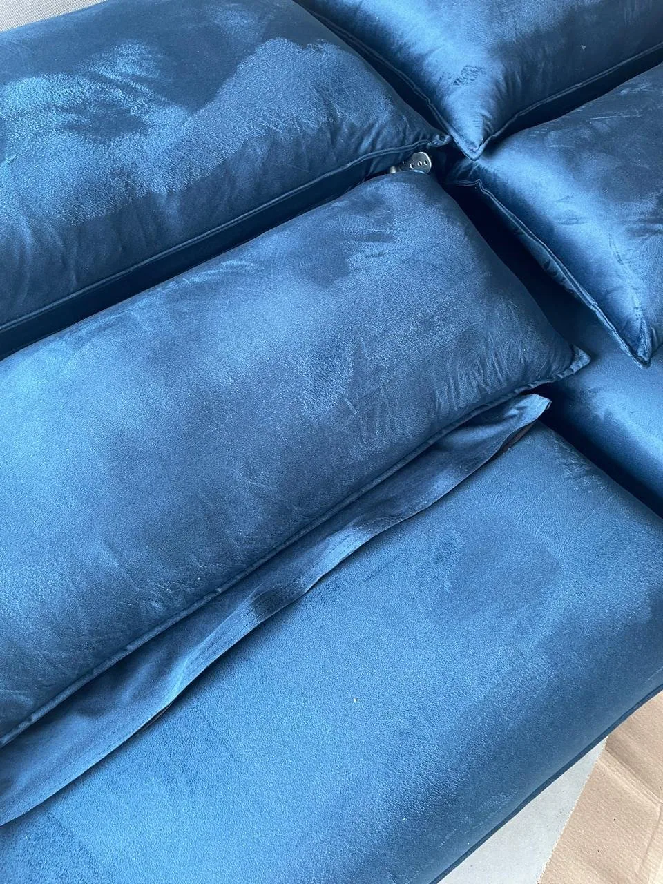 Sofá Retrátil e Reclinável Grazi 2,50 m Veludo Azul 3740 – UNIART ESTOFADOS