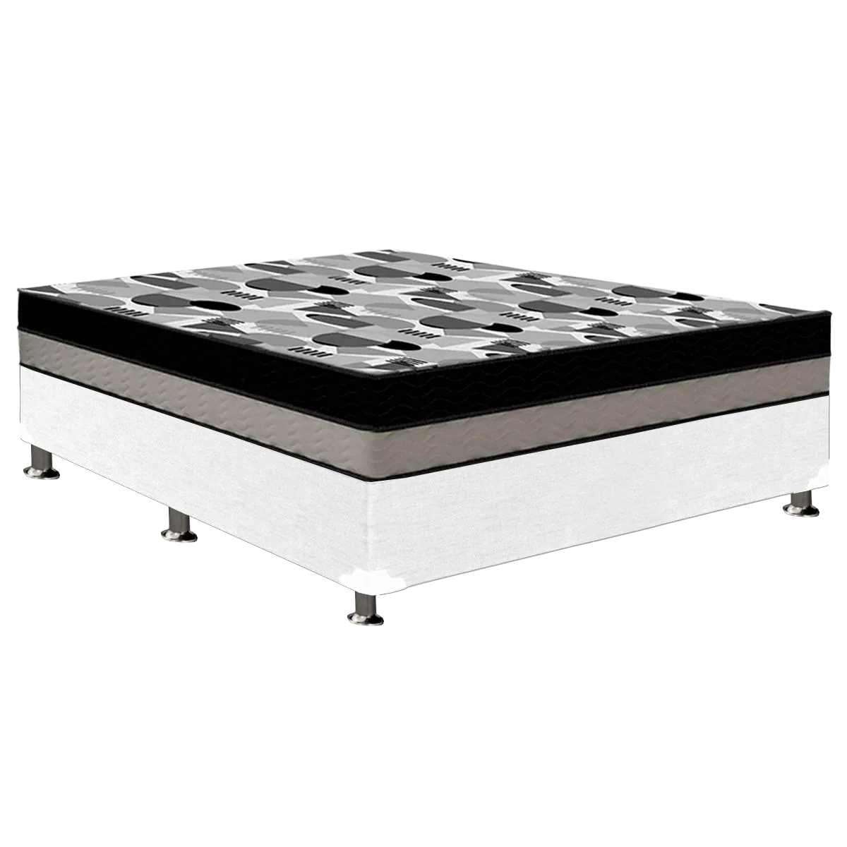Colchão Casal ISO Dupla Face 20 cm D28/D33 + Base Simples Corino Branco – ORTOBOM + ALTO NÍVEL
