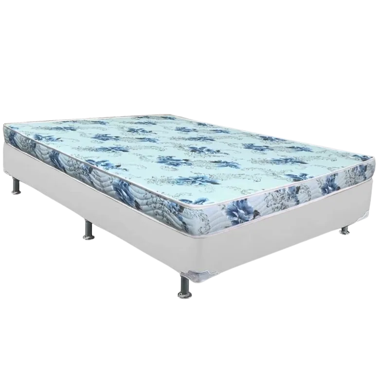 Colchão Casal Dream Soft 12 cm D20 + Base Simples Corino Branco – ORTOBOM + ALTO NÍVEL