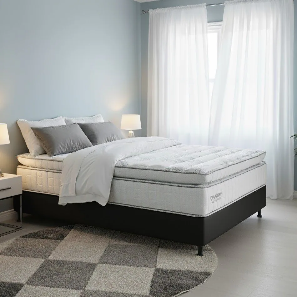 Colchão Casal New Freedom 32 cm D33 Molas Ensacadas + Base Simples Corino Preto – ORTOBOM + BIOSTAR