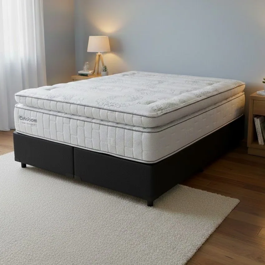 Colchão Queen New Freedom 32 cm D33 Molas Ensacadas + Base Simples Corino Preto – ORTOBOM + ALTO NÍVEL
