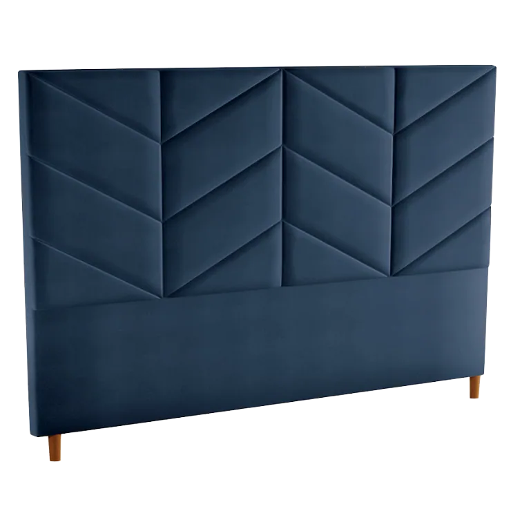 Cabeceira Queen Berlim Veludo Azul B024 – LARMÓVEIS/TREVO ESTOFADOS