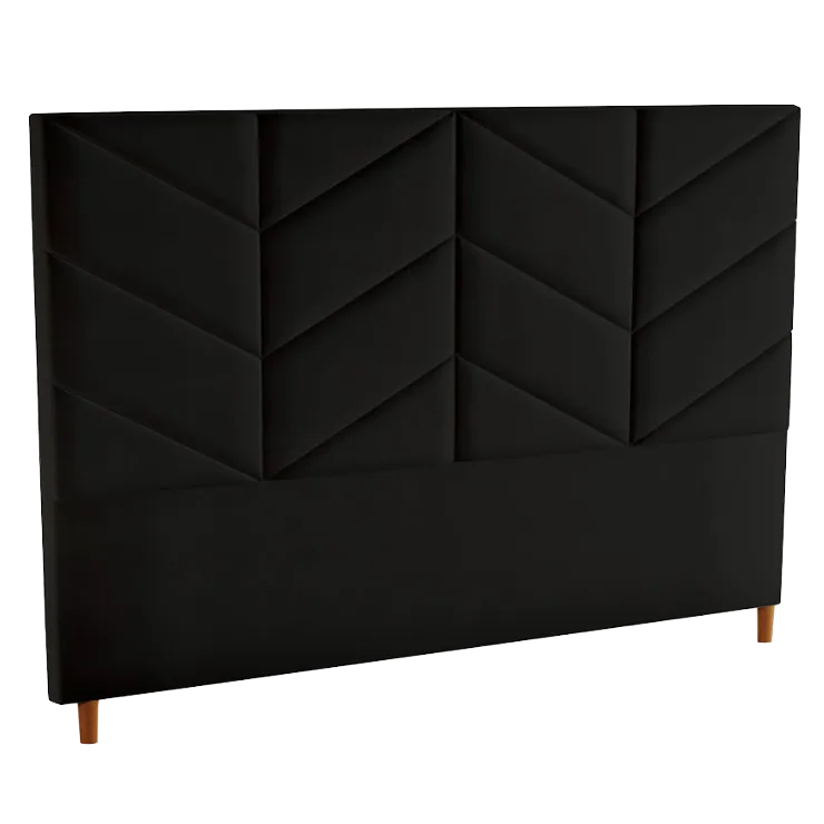 Cabeceira Queen Berlim Veludo Preto B013 – LARMÓVEIS/TREVO ESTOFADOS