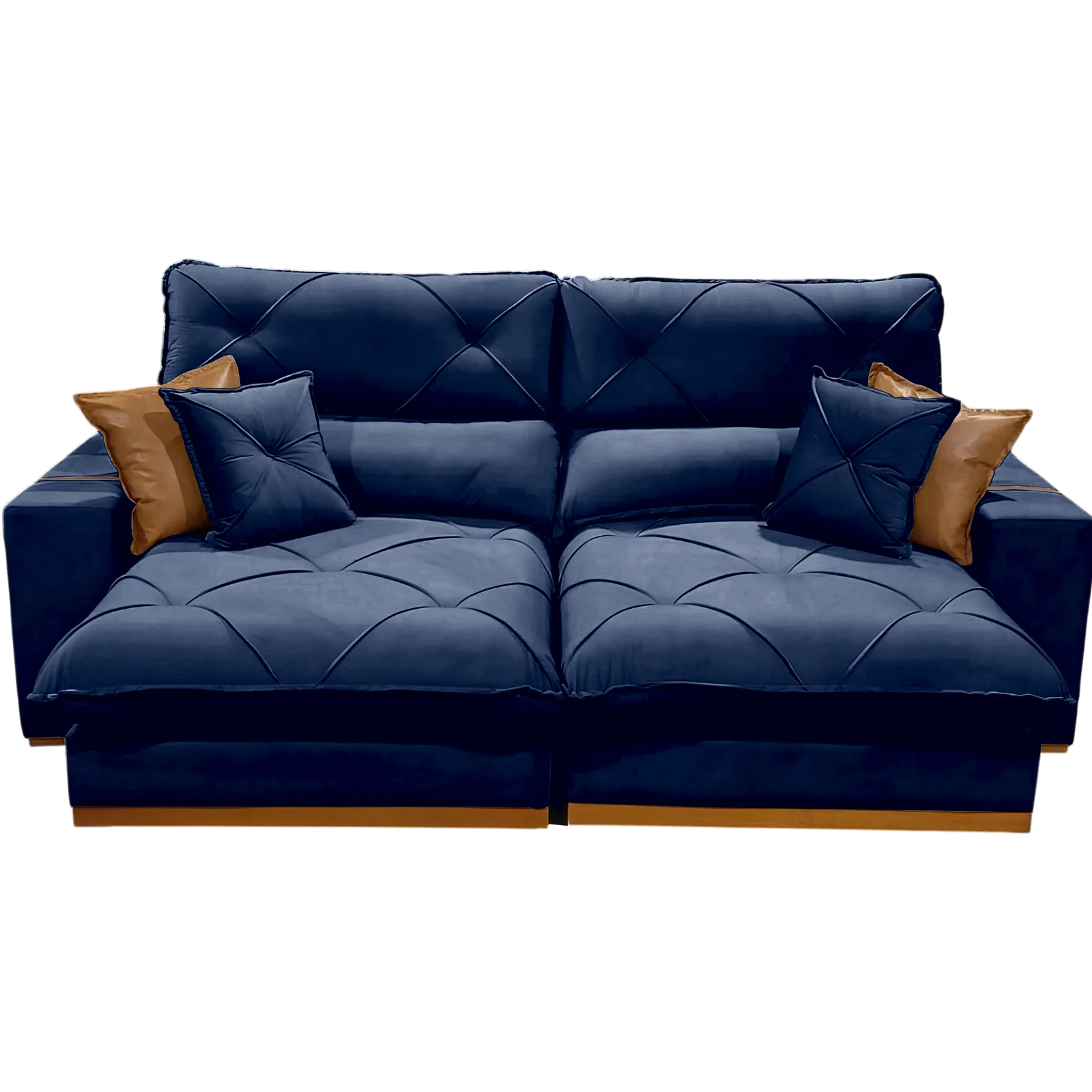 Sofá Retrátil e Reclinável Aquiles/Gran Bello 2,50 m Veludo Azul 104 – ZARAT ESTOFADOS
