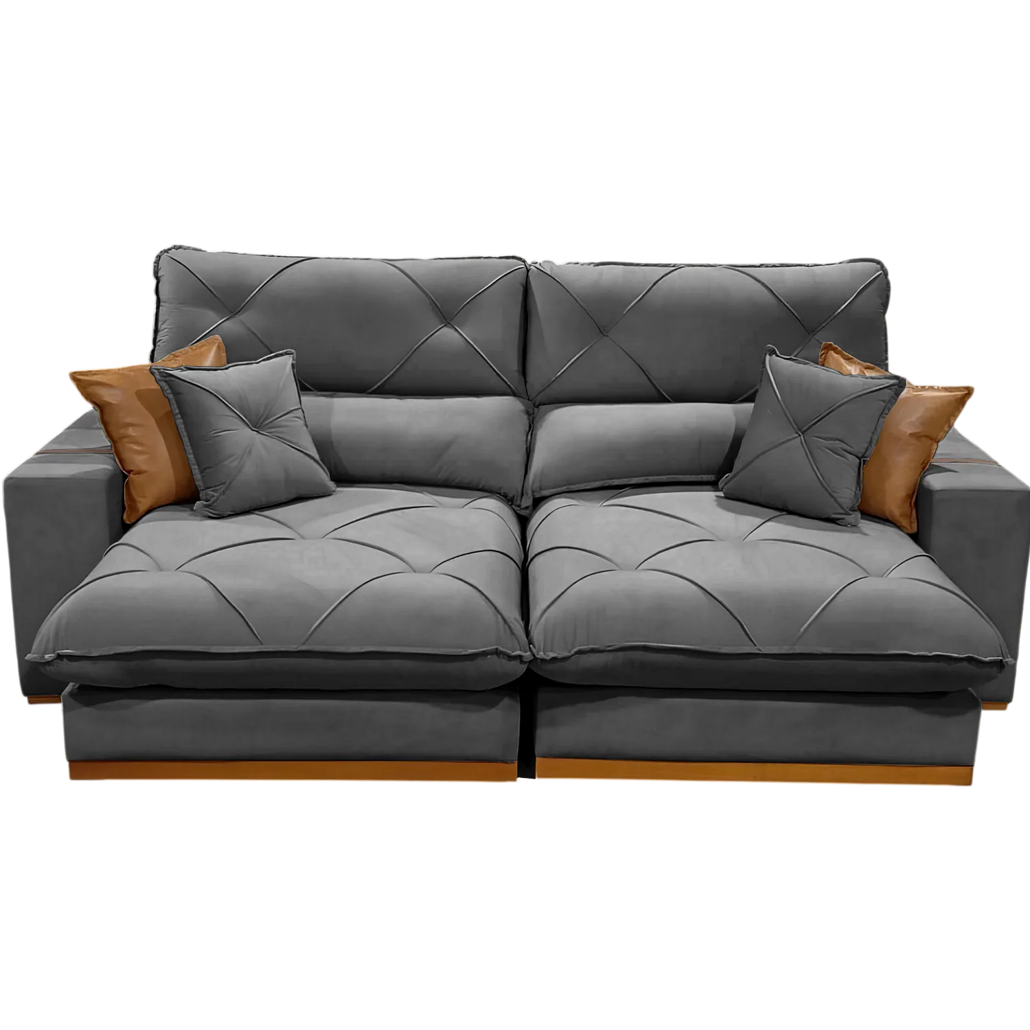 Sofa Retratil e Reclinavel Aquiles/Gran Bello 2,50 m Veludo Cinza 101 – ZARAT ESTOFADOS