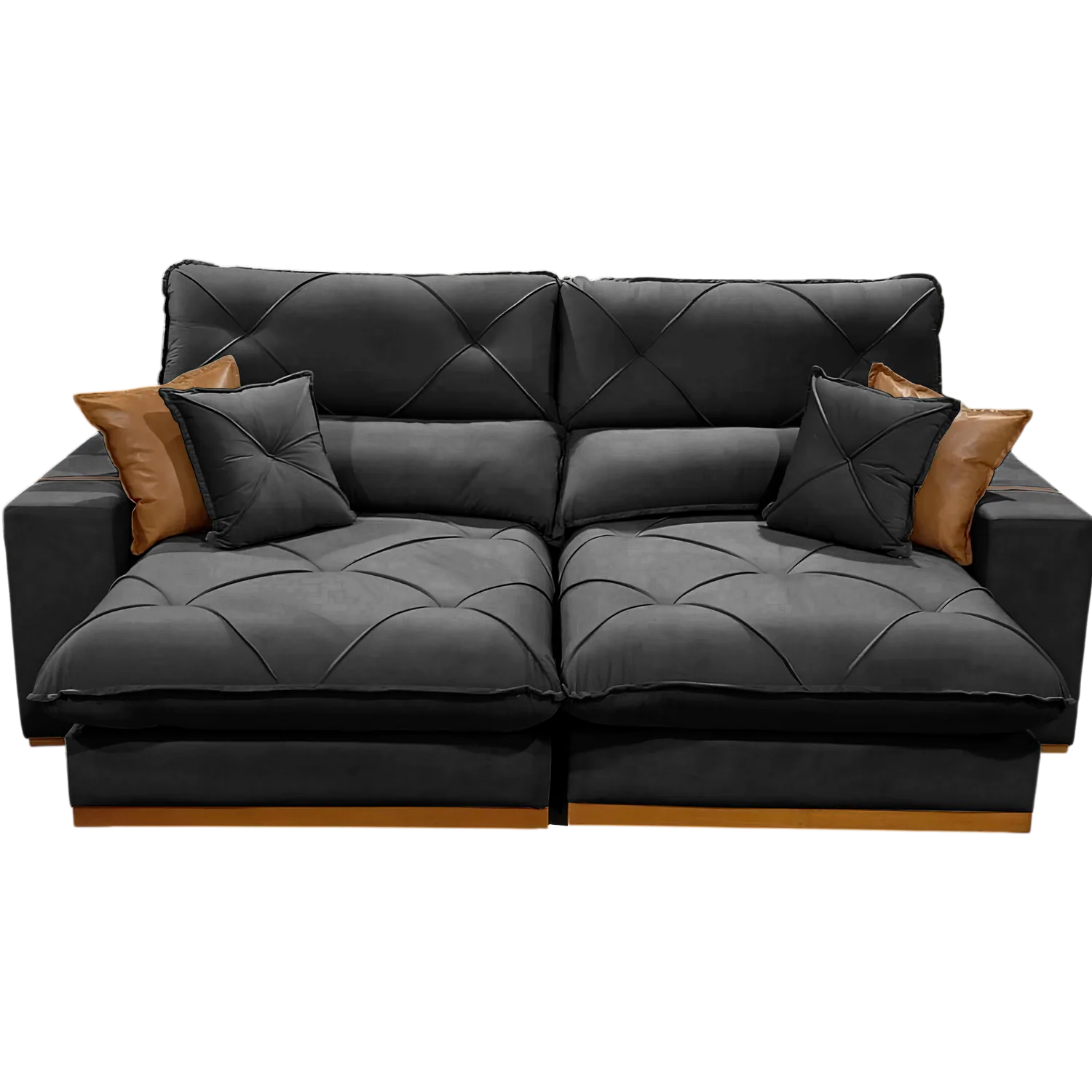 Sofa Retratil e Reclinavel Aquiles/Gran Bello 2,50 m Veludo Preto 111 – ZARAT ESTOFADOS