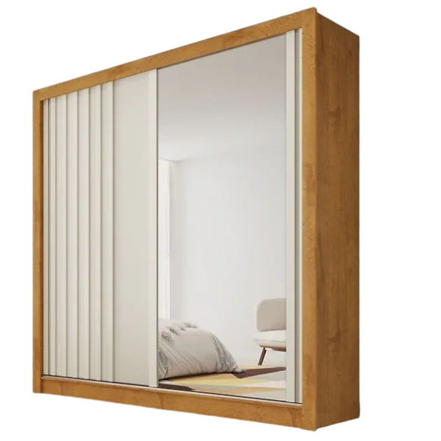 Guarda-Roupa 2 Portas Lugano 1,80 m Peroba/Off White – MÓVEIS EUROPA