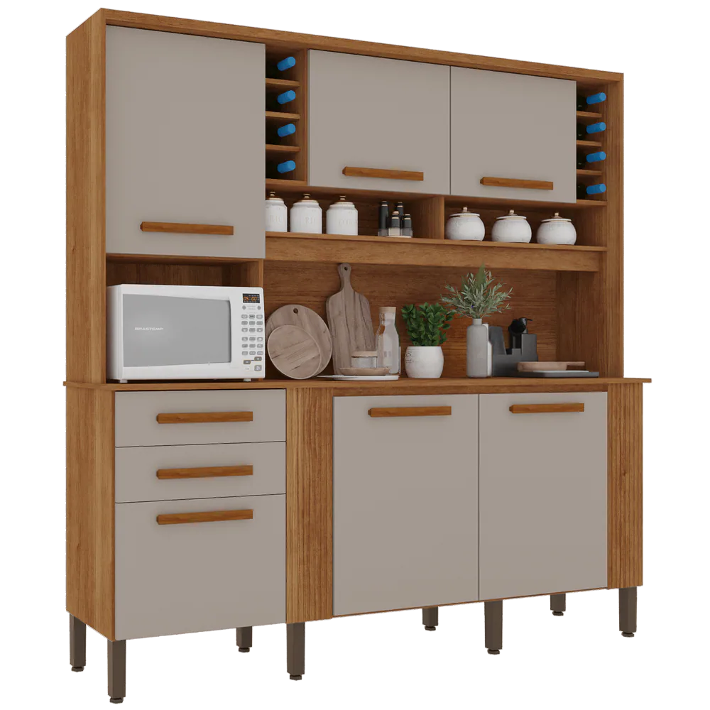 Kit de Cozinha Catar 2,00 m Cinamomo/Off White – SALLÊTO