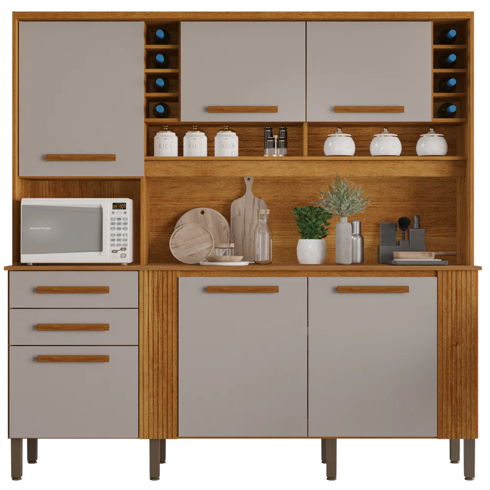 Kit de Cozinha Catar 2,00 m Cinamomo/Off White – SALLÊTO