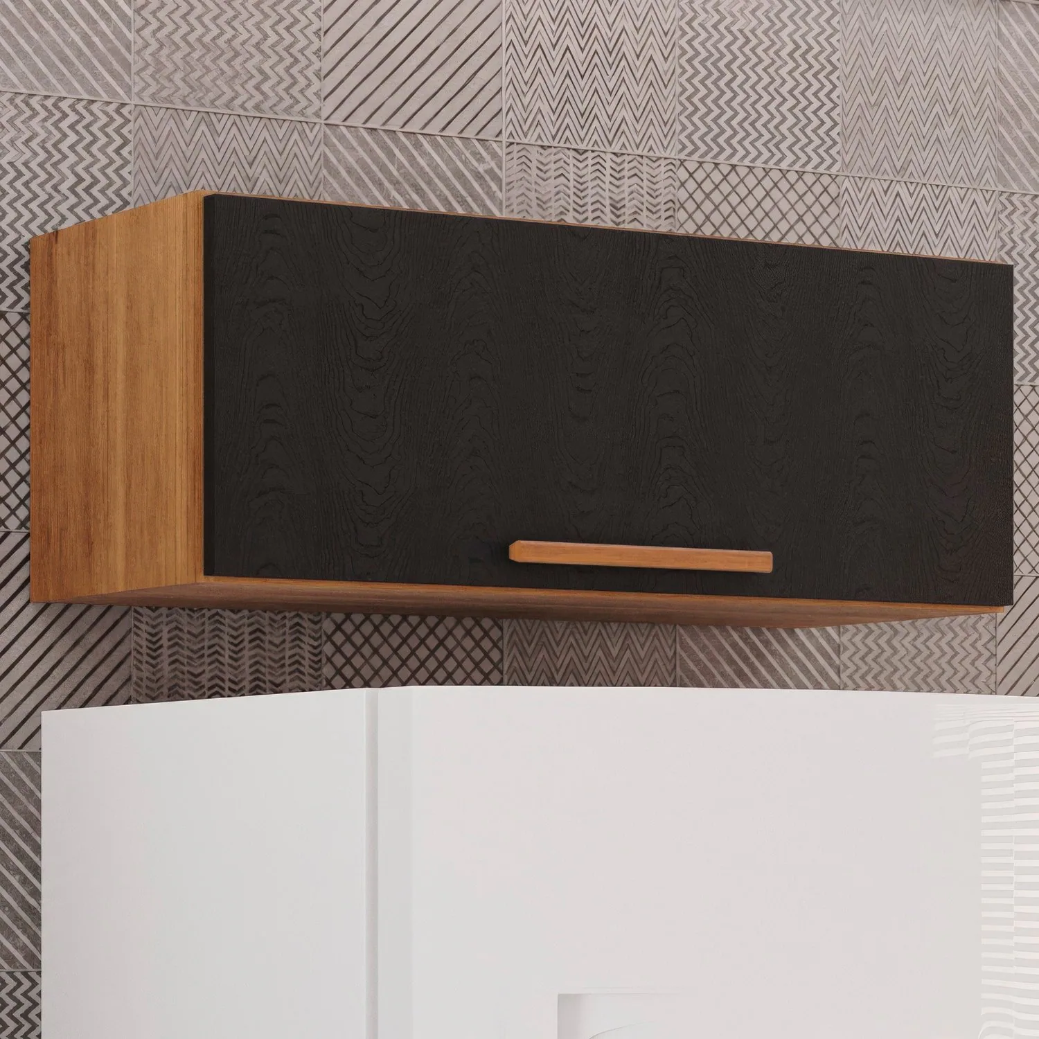 Armário Aéreo Geladeira New Valência Cinamomo/Preto – SALLÊTO