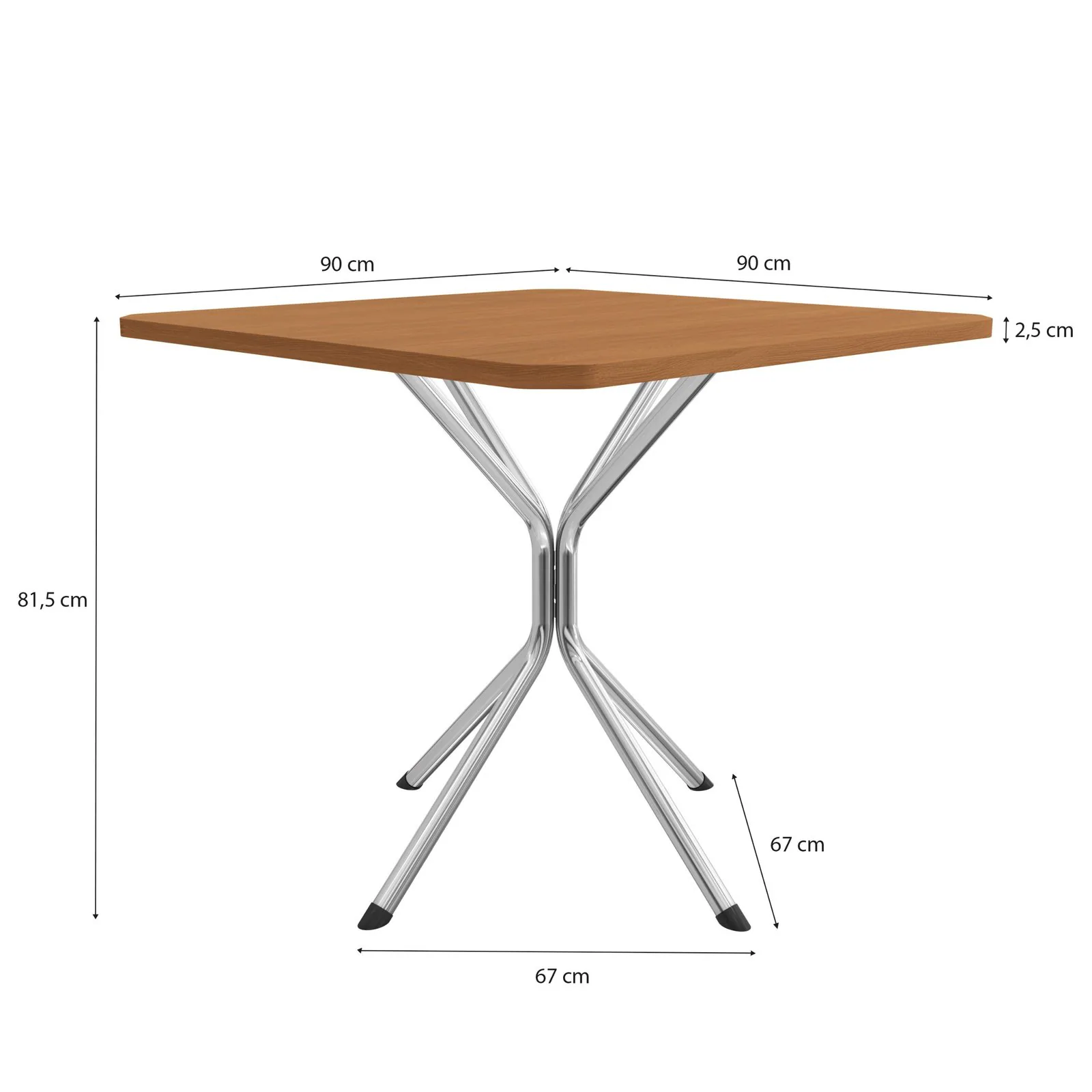 Mesa Creta 0,90 com 4 Cadeiras Malta CMC1078(M088/F090/4C140) Cromado/Canela – KAPPESBERG